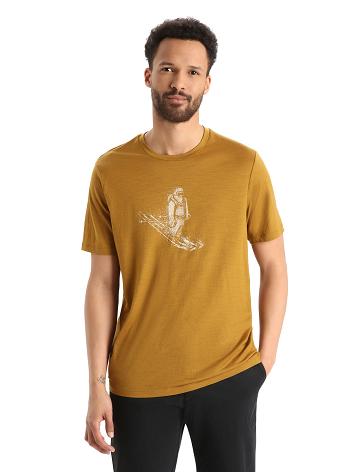 Pánské Tričko Icebreaker Merino Tech Lite II Krátké Sleeve Skiing Yeti Hnědé | CZ 1736CTVE